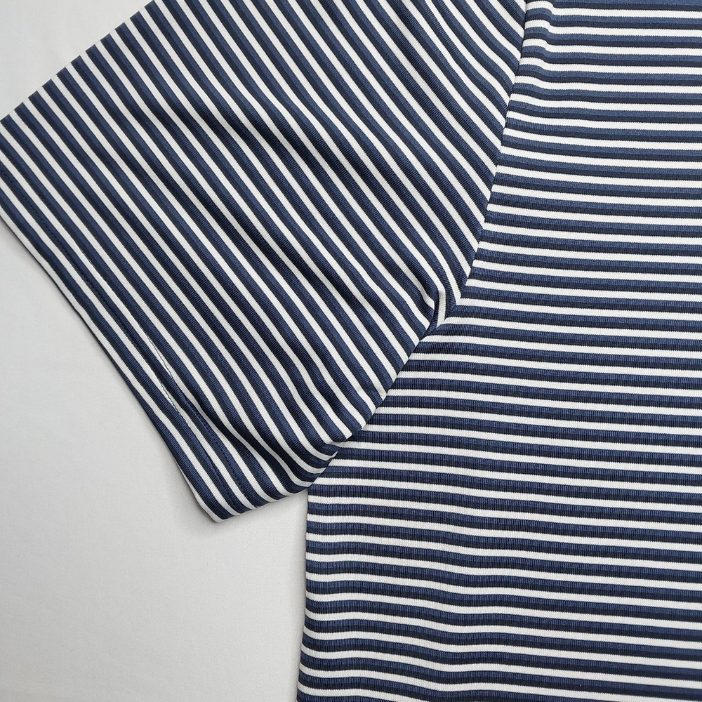 Under Armour Polo Shirt Mens Large UPF 30 Anti Odor Golf Performance Navy Stripe - Picture 2 of 10